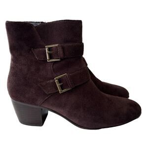 Clarks Artisan Womens Ceara Chloe Buckle Booties Brown Suede Casual size 10